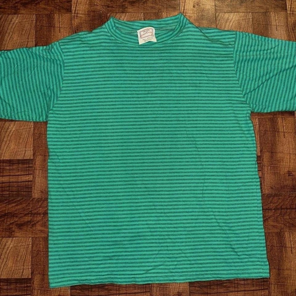 Vintage Campus Green Striped T-Shirt‎ 2XL Big Campus 100% Cotton Retro Tee